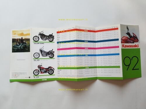 Kawasaki produzione modelli 1992 depliant italiano originale