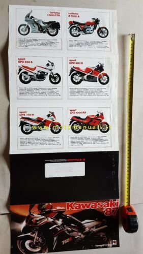 Kawasaki produzione moto modelli 1987 depliant catalogo originale brochure