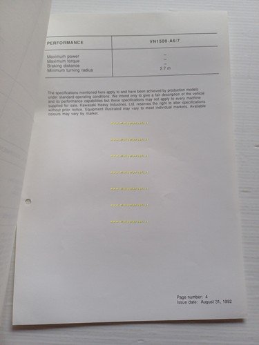 Kawasaki VN-15 (VN1500-A6.A7) 1993 Model Information cartella stampa inglese