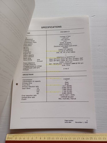 Kawasaki VN-15 (VN1500-C1) 1994 Model Information cartella stampa inglese