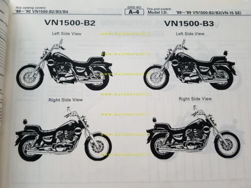 Kawasaki VN 1500 1988-90 catalogo ricambi copia da microfiche originale