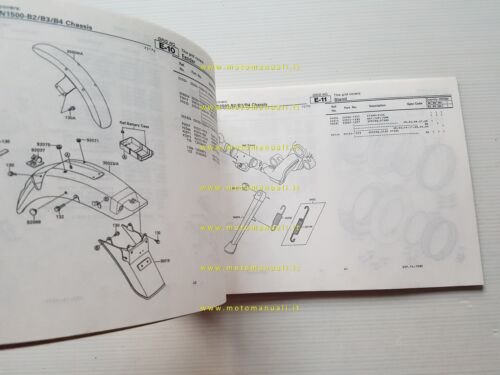 Kawasaki VN 1500 1988-90 catalogo ricambi copia da microfiche originale