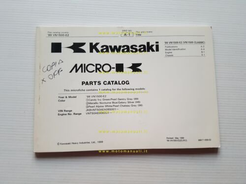 Kawasaki VN 1500 Classic 1999 catalogo ricambi copia da microfiche …