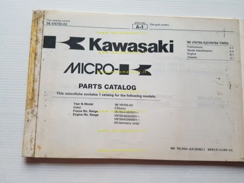 Kawasaki VN 750 TWIN 1986 catalogo ricambi copia da microfiche …
