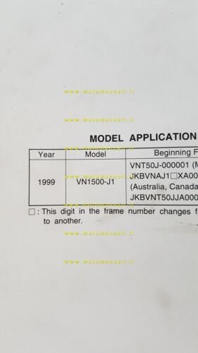 Kawasaki Vulcan 1500 Drifter 1999 manuale officina originale INGLESE shop …