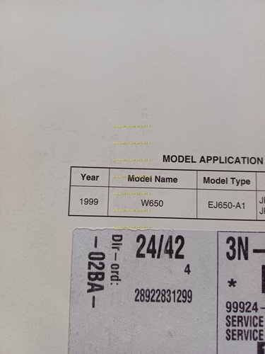 Kawasaki W 650 1999 manuale officina riparazione originale testo inglese