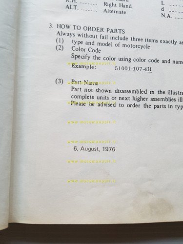 Kawasaki Z 1000-A1 1976 catalogo ricambi originale spare parts catalogue