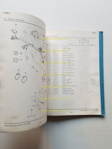 Kawasaki Z 1000-A1 1976 catalogo ricambi originale spare parts catalogue