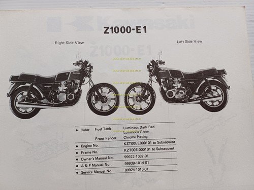 Kawasaki Z 1000 E (ST) E1 1979 catalogo ricambi originale …