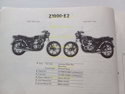 Kawasaki Z 1000 E1-E2 (ST) 1979 catalogo ricambi originale spare …