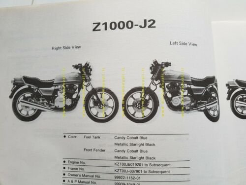 Kawasaki Z 1000 J1-J2-J3 1982 catalogo ricambi originale spare parts …