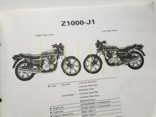 Kawasaki Z 1000 J1-J2-J3 1982 catalogo ricambi originale spare parts …