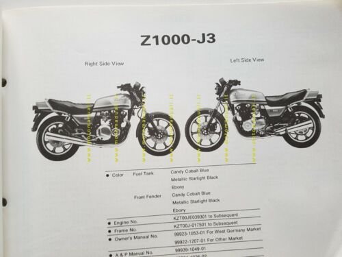 Kawasaki Z 1000 J1-J2-J3 1982 catalogo ricambi originale spare parts …