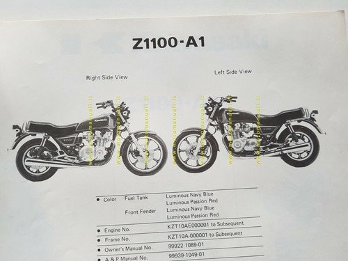 Kawasaki Z 1100 A1 1981 catalogo ricambi originale spare parts …