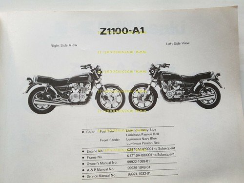 Kawasaki Z 1100 A1-A2 1981 catalogo ricambi originale spare parts …