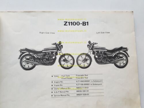 Kawasaki Z 1100 B1 1981 catalogo ricambi originale spare parts …