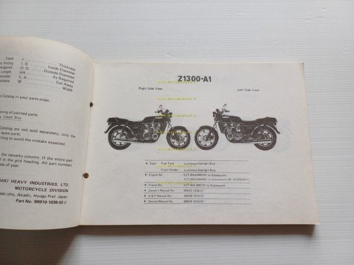 Kawasaki Z 1300 A1-A2-A3 1980-1 catalogo ricambi originale spare parts …