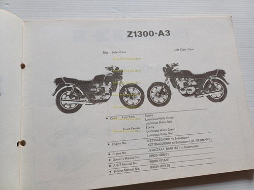 Kawasaki Z 1300 A1-A2-A3 1980-1 catalogo ricambi originale spare parts …