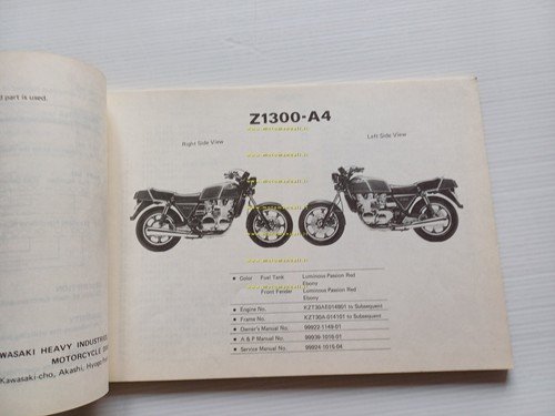 Kawasaki Z 1300 A4 1981-82 catalogo ricambi originale