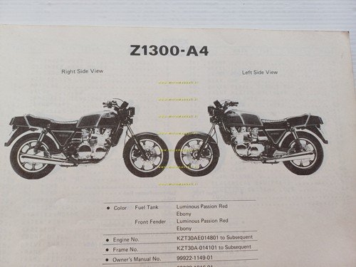 Kawasaki Z 1300 A4-A5 1982 catalogo ricambi originale spare parts …