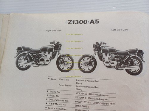 Kawasaki Z 1300 A4-A5 1982 catalogo ricambi originale spare parts …