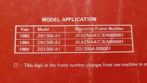 Kawasaki Z 1300 Vojager 1983-84 varianti manuale officina originale shop …
