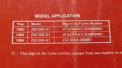Kawasaki Z 1300 Vojager 1983-84 varianti manuale officina originale shop …