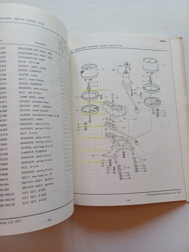 Kawasaki Z 200 A1 1977 catalogo ricambi originale