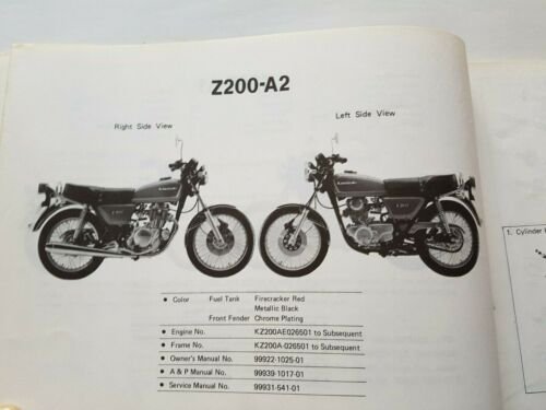 Kawasaki Z 200 A1-A2 1978 catalogo ricambi originale spare parts …