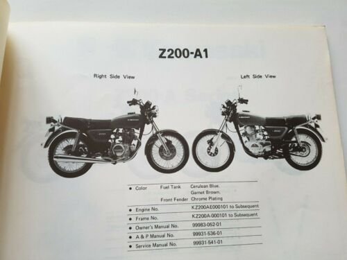 Kawasaki Z 200 A1-A2 1978 catalogo ricambi originale spare parts …