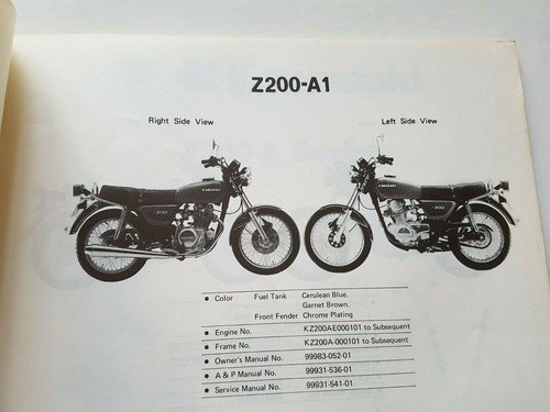 Kawasaki Z 200 A1-A2 1978 catalogo ricambi originale spare parts …