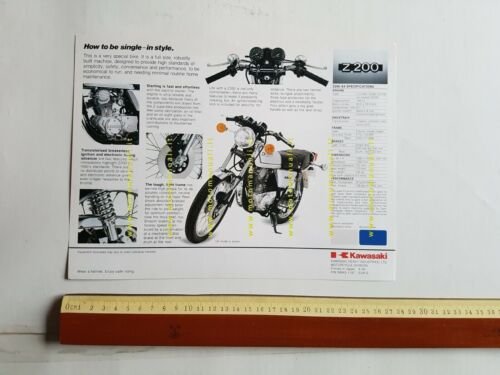 Kawasaki Z 200 depliant originale moto TESTO INGLESE