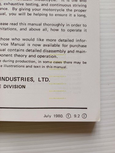 Kawasaki Z 250 1980 manuale uso manutenzione libretto inglese originale