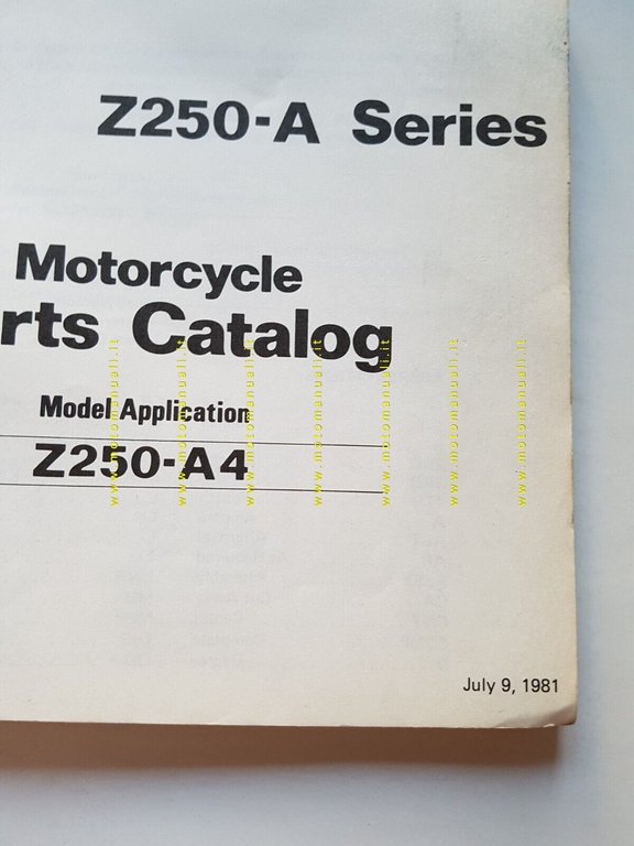 Kawasaki Z 250 A4 1981 catalogo ricambi originale spare parts …