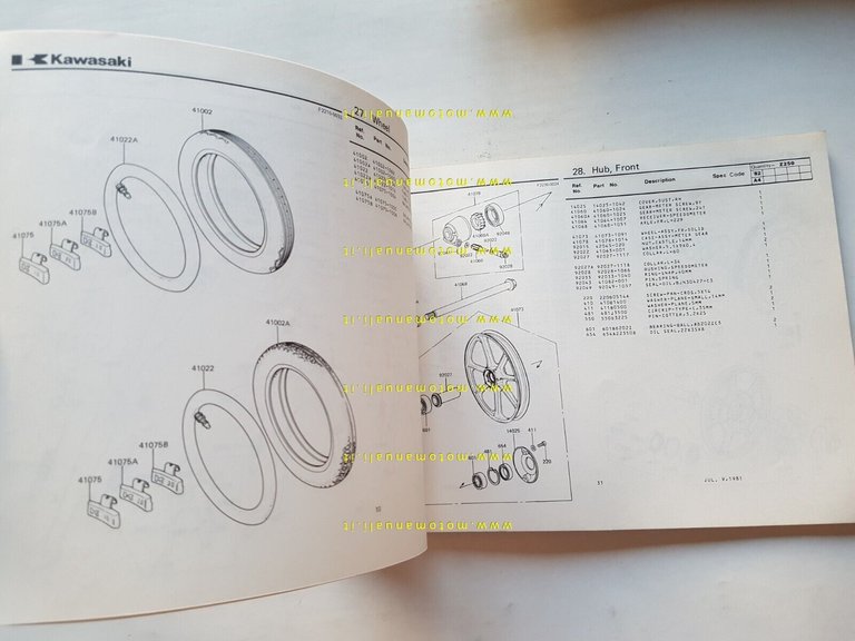 Kawasaki Z 250 A4 1981 catalogo ricambi originale spare parts …