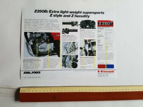 Kawasaki Z 250 B depliant originale moto TESTO INGLESE