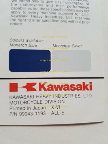 Kawasaki Z 250 B depliant originale moto TESTO INGLESE