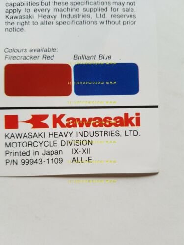 Kawasaki Z 250 B depliant originale moto TESTO INGLESE