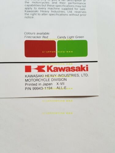 Kawasaki Z 250 C depliant originale moto TESTO INGLESE