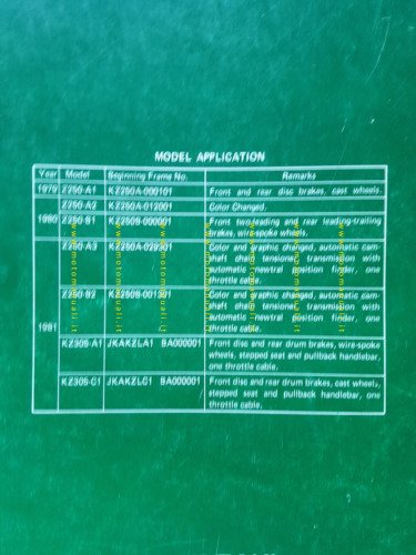 Kawasaki Z 250-KZ 305 1979-81 manuale officina INGLESE originale workshop …