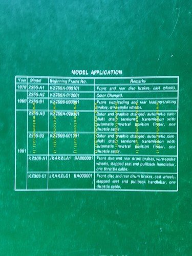 Kawasaki Z 250-KZ 305 1979-81 manuale officina INGLESE originale workshop …