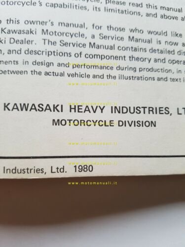 Kawasaki Z 400 1980 manuale uso manutenzione libretto originale INGLESE