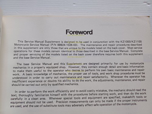 Kawasaki Z 400-500-550 GPZ 400-550 1983-5 SUPPLEMENTO manuale officina originale