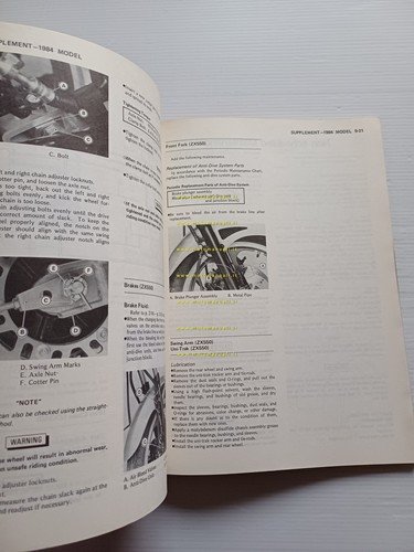 Kawasaki Z 400-500-550 GPZ 400-550 1983-5 SUPPLEMENTO manuale officina originale