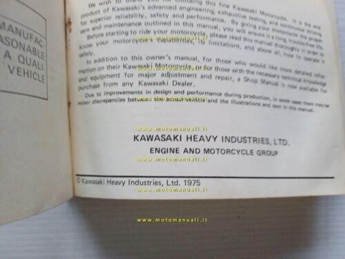 Kawasaki Z 400 D3 1975 manuale uso manutenzione originale INGLESE …