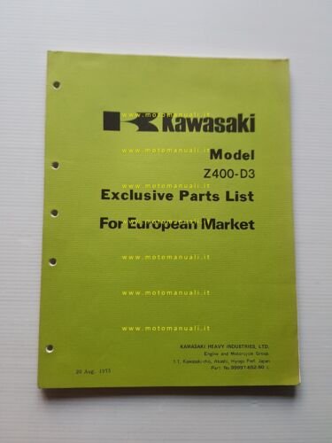 Kawasaki Z 400 D3 1975 VARIANTI per Europa catalogo ricambi …