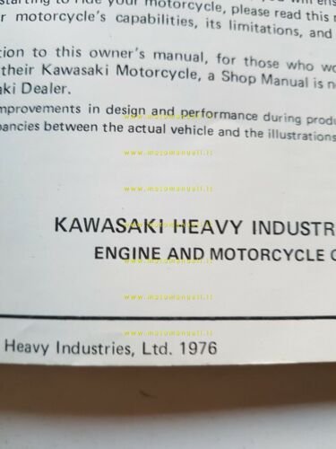 Kawasaki Z 400 D4 1976 manuale uso manutenzione originale INGLESE