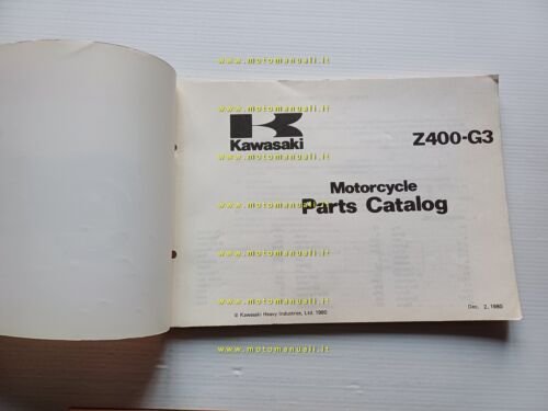 Kawasaki Z 400 G3 1980 catalogo ricambi moto originale spare …