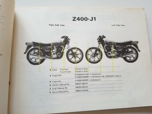 Kawasaki Z 400 J1-J2 1980 catalogo ricambi originale spare parts …