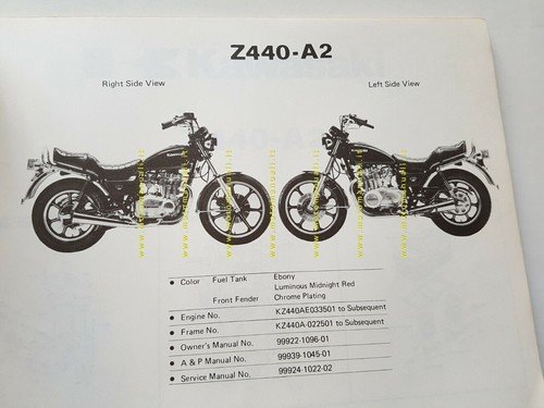 Kawasaki Z 440 A2 1980 catalogo ricambi originale spare parts …
